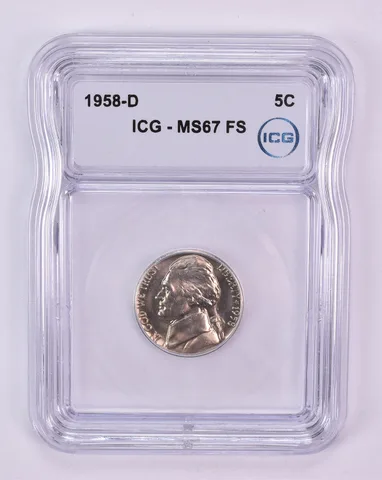 1958-D Jefferson Nickel MS67 FS ICG