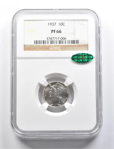PF66 1937 Mercury Dime CAC NGC *0035