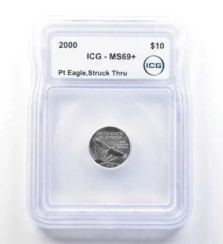 2000 $10 American Platinum Eagle Struck Thru 1/10 Oz Platinum MS69+ ICG a1302