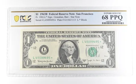 1963 B $1 San Francisco CA FRN Star Note Fr#1902-L* Superb Unc 68 PPQ PCGS *3978