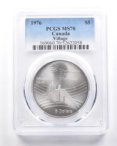 1976 Canada 5 Dollars Silver Montreal Olympics Village MS70 PCGS a2441