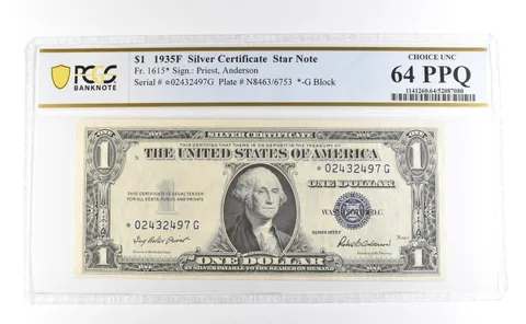 1935 F $1 Silver Certificate Star Note Fr#1615* Choice Unc 64 PPQ PCGS *3986