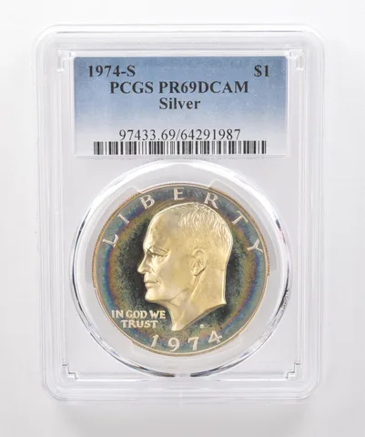 1974-S Eisenhower $1 Silver PR69 DCAM PCGS Beautiful Tone *1958