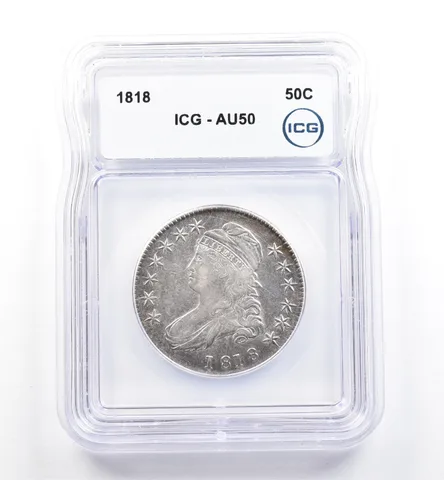 1818 Capped Bust Half Dollar AU50 ICG *0125