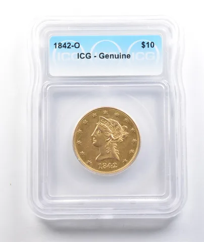 1842-O $10 Liberty Head Gold Eagle Genuine ICG *5594
