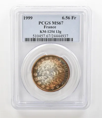 1999 France 6,55957 Francs Europa 13g MS67 PCGS Great Tone a4561