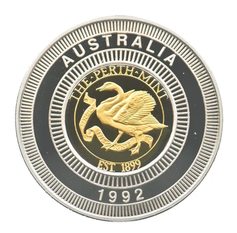 1992 Australia Perth Mint Bimetallic 1/4 Oz Gold 12.8 Grams Round *2671