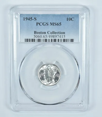 1945-S Mercury Dime Boston Collection MS65 PCGS Blue Label