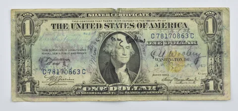 1935-A $1 United States Silver Certificate WWII Short Snorter *8057