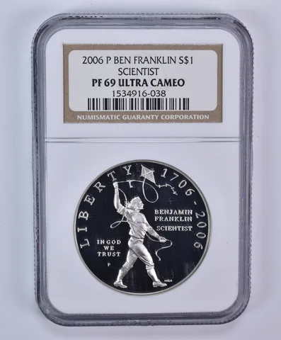 2006-P Ben Franklin Scientist Commemorative Silver Dollar PF69 UCAM NGC