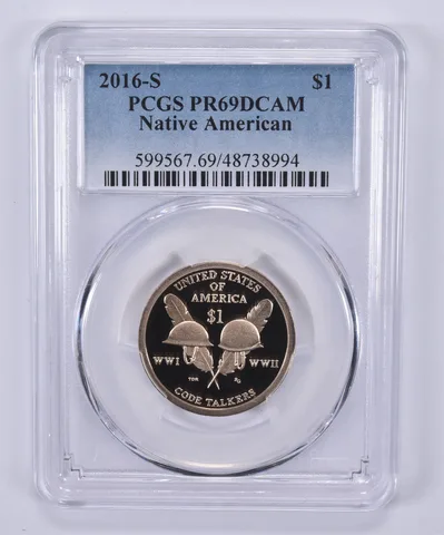2016-S Sacagawea $1 Wartime Code Talkers PR69 DCAM PCGS Blue Label
