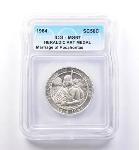1964 So Called Half Dollar Marriage Of Pocahontas MS67 ICG *8421