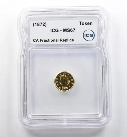 (1872) California Fractional Gold Token Indian Head 1 Dollar MS67 ICG *7432
