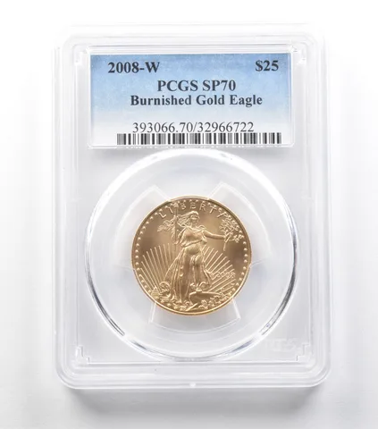 2008-W $25 Burnished Gold Eagle 1/2 Oz Gold SP70 PCGS