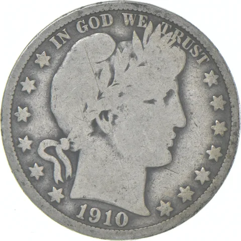 1910 Barber Half Dollar Average Circ 90% Silver