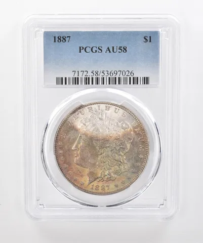 1887 Morgan Silver Dollar AU58 PCGS Beautiful Tone *1490