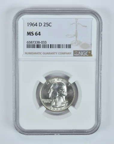 MS64 1964-D Washington Quarter NGC End of Roll Toner *4922