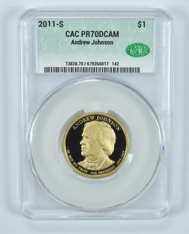 2011-S Presidential $1 Andrew Johnson PR70 DCAM CAC CACg