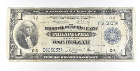 1918 $1 Philadelphia PA National Currency Large Note Blue Seal *5626