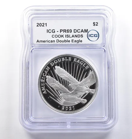 2021 Cook Islands $2 Silver American Double Eagle 1/2 Oz PR69 DCAM ICG *3766