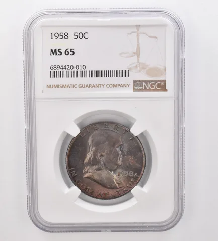 1958 Franklin Half Dollar MS65 NGC Beautiful Tone *9872