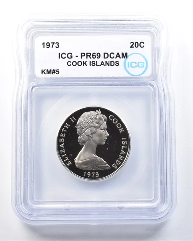1973 Cook Islands 20 Cents KM#5 PR69 DCAM ICG *8961