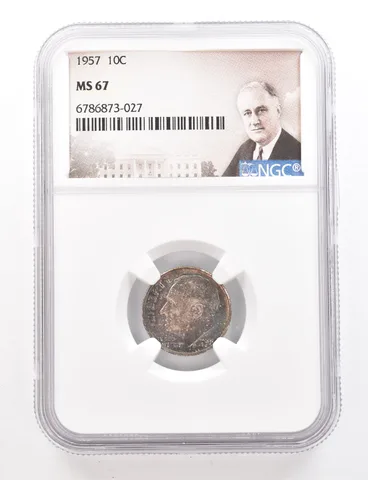 1957 Roosevelt Dime MS67 NGC Beautiful Tone *3401