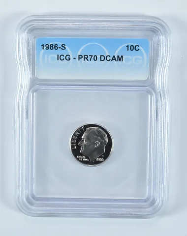 1986-S Roosevelt Dime PR70 DCAM ICG