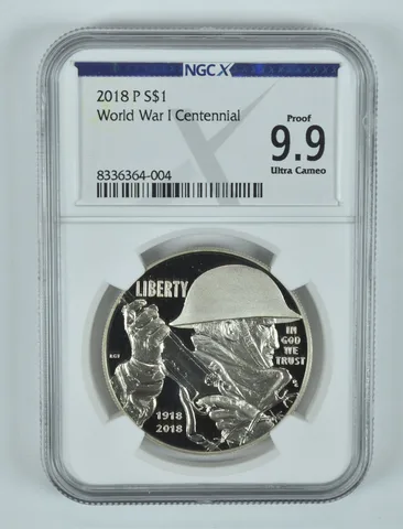 2018-P World War I Commemorative Silver Dollar Proof 9.9 UCAM NGC X NGCX