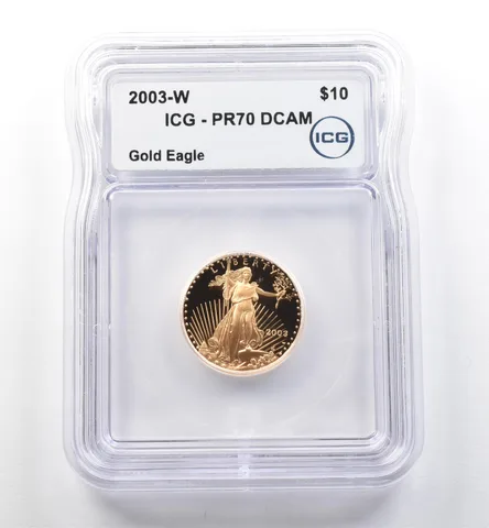 2003-W $10 American Gold Eagle 1/4 Oz Gold PR70 DCAM ICG
