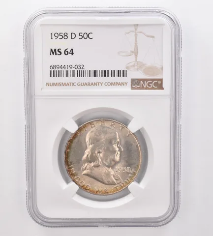 1958-D Franklin Half Dollar MS64 NGC Beautiful Tone *9924