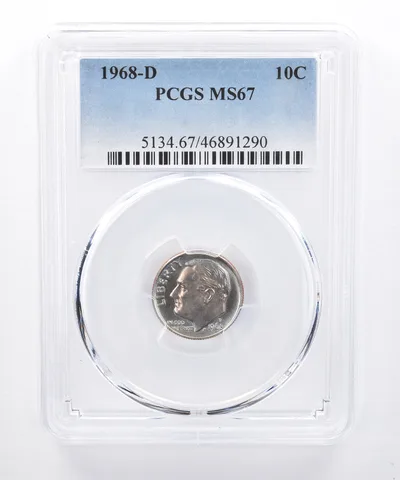 1968-D Roosevelt Dime MS67 PCGS Beautiful Tone *8322