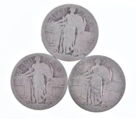 Lot of 3 - 1916 or 1917 Type 1 Reverse! Standing Liberty Quarter - Mystery *650