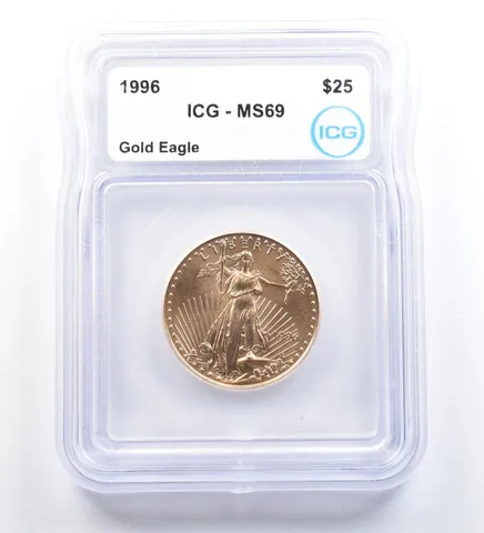 1996 $25 American Gold Eagle 1/2 Oz Gold MS69 ICG a1014