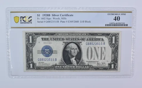 1928 B $1 Silver Certificate Fr#1602 Extremely Fine 40 PCGS *8115