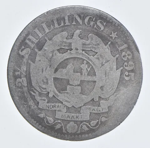 SILVER - WORLD Coin - 1895 South Africa 2 1/2 Shillings - World Silver Coin *843