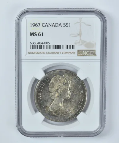 MS61 1967 Canada 1 Dollar Silver NGC Beautifully Toned *3592