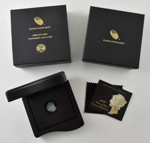 OGP 2016-W 10c GOLD Mercury Dime Centennial BOX & COA - NO COIN