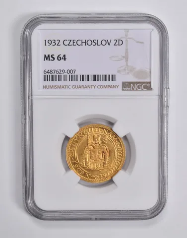 MS64 1932 Czechoslovakia Gold 2 Dukatu NGC *6476