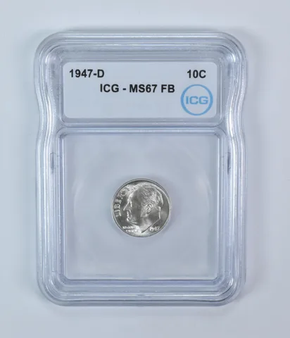 1947-D Roosevelt Dime MS67 FB ICG