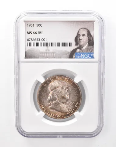 1951 Franklin Half Dollar MS66 FBL NGC Beautiful Mint Set Tone *6762