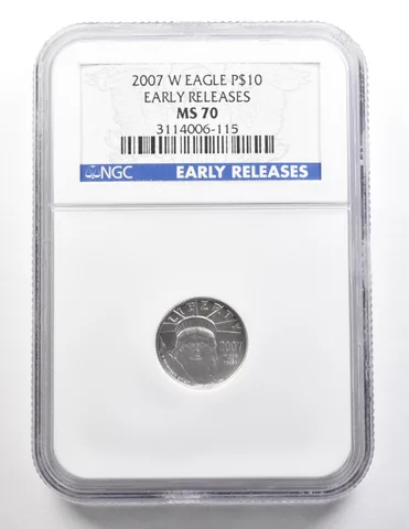 2007-W $10 American Platinum Eagle Early Releases 1/10 Oz 0.1 Oz MS70 NGC *3729