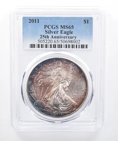 2011 American Silver Eagle MS65 PCGS Rainbow Tone *8434