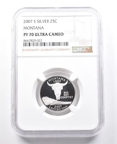 2007-S Washington State Quarter Montana Silver PF70 UCAM NGC Brown Label
