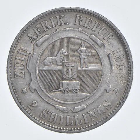 SILVER - WORLD Coin - 1896 South Africa 2 Shillings - World Silver Coin *808