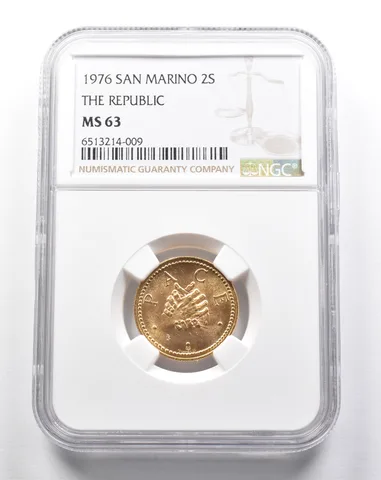 MS63 1976 San Marino Gold 2 Scudi The Republic NGC *2849