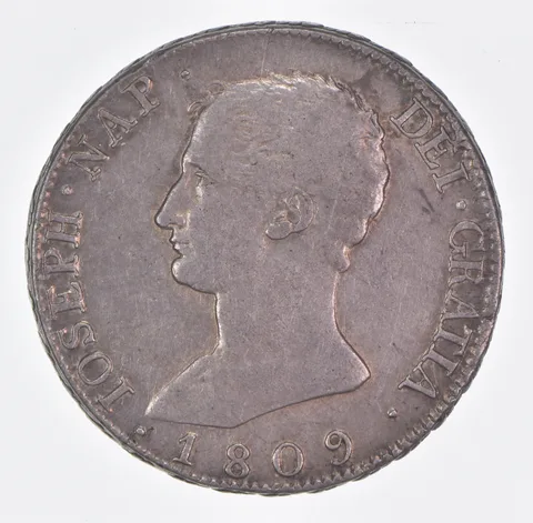 Better Date - 1809 Spain 20 Reales World Coin- Silver *510