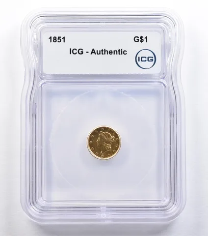 1851 $1 Liberty Head Gold Dollar Authentic ICG *2199