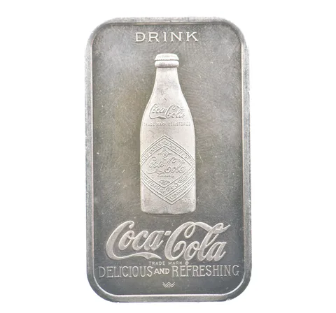 1986 Silver Bar 75th Anniversary Coca-Cola LOUISVILLE 1 Oz Silver *4218