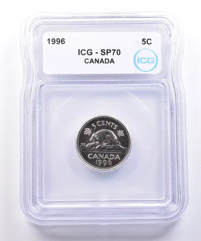 1996 Canada 5 Cents Beaver SP70 ICG